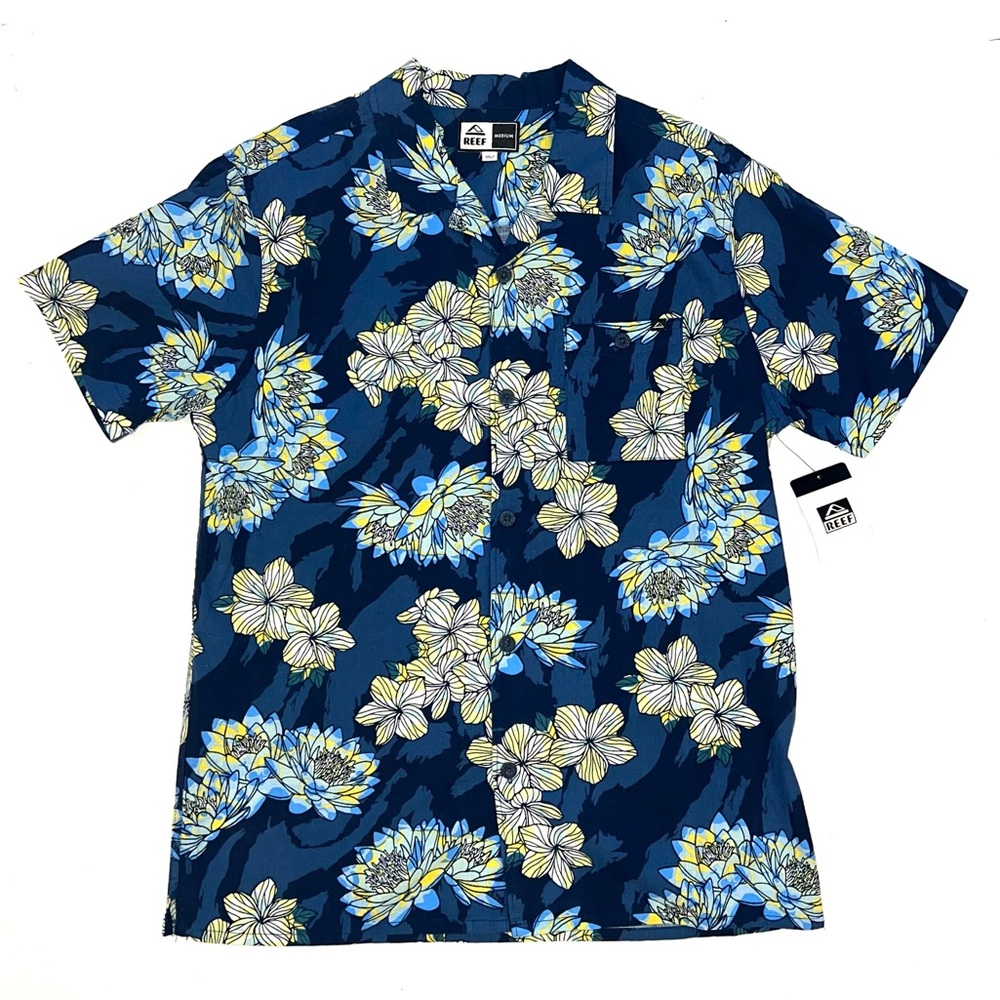 Reef NEW Men’s Hawaiian Tropical Button Down Shirt Sz M